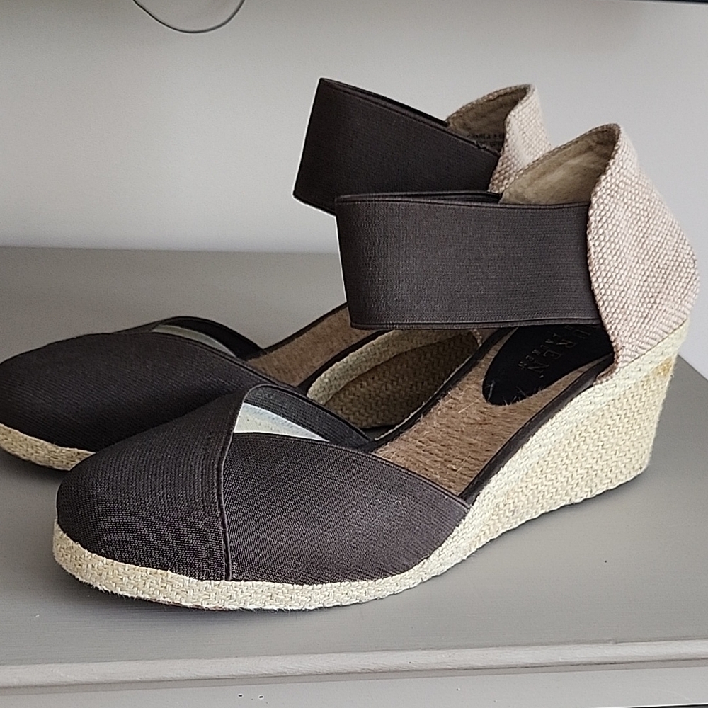 Ralph Lauren Brown and Tan Espadrille Wedges